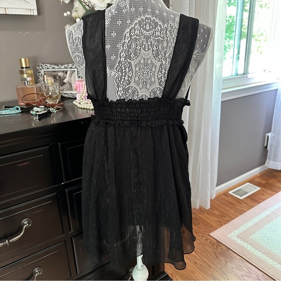 Vintage Jordache Y2K Black Babydoll Tunic Top Metallic Juniors Size Large - Picture 3 of 15